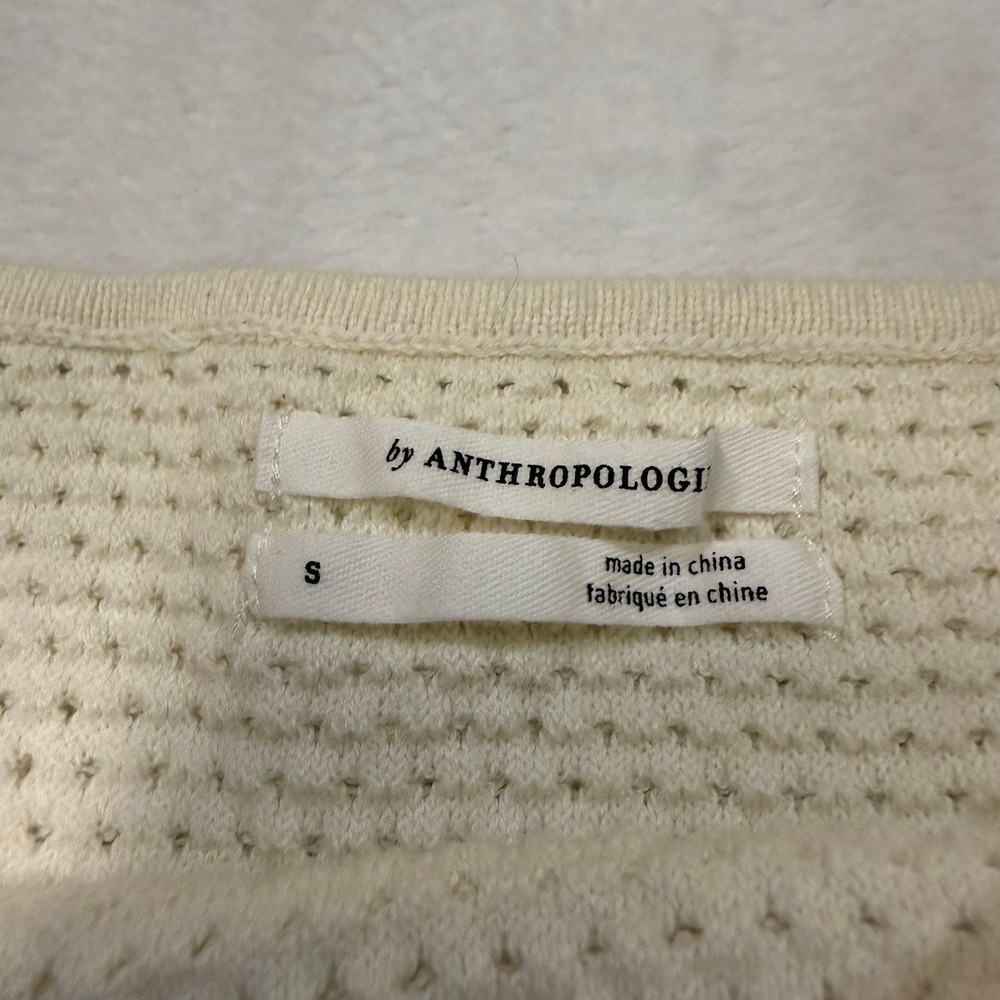 Anthropologie S Emilia Pom Sweater Textured Knit Cream Rainbow Pride Whimsy $120 - Picture 6 of 7